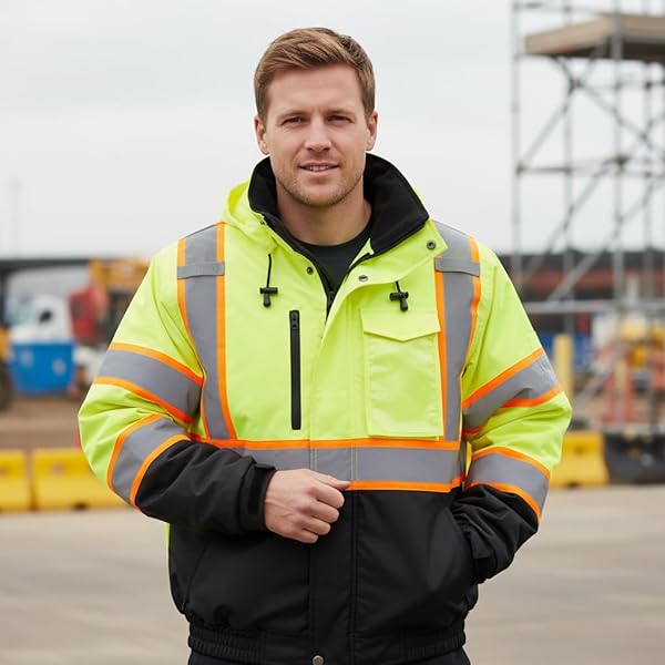 Bass Creek Outfitters Mens High Visibility Jacket - Waterproof